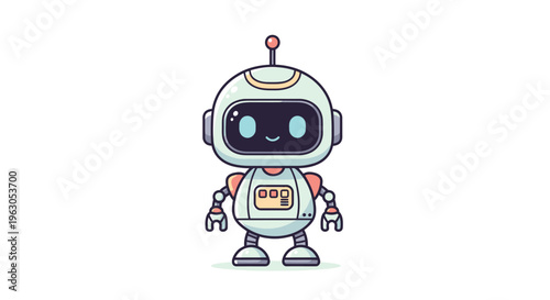 Cute Cartoon Robot Character Illustration 2.