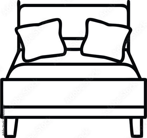 Simple line drawing of a bed with two pillows on it