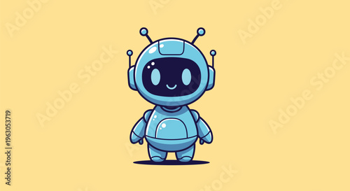 Cartoon Robot Character with Headphones Illustration 3.