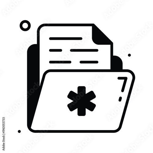 Modern glyph icon of organized medical folder and patient records