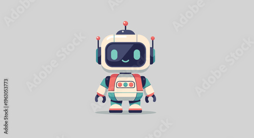 Cute Cartoon Robot Character Illustration 1.