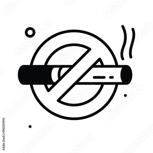 Easy to edit glyph icon of no smoking health restriction symbol