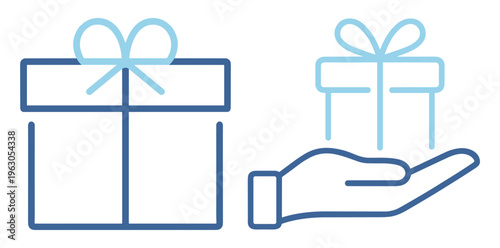 Gift commerce delivery outline flat icon on transparent background