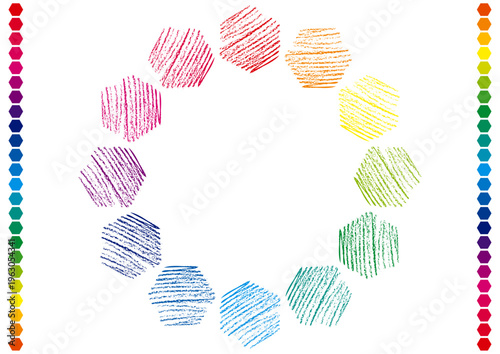 クレヨンで描いたカラーチャート素材