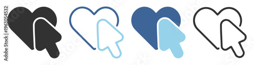 Heart medical navigation flat cursor icon on transparent background