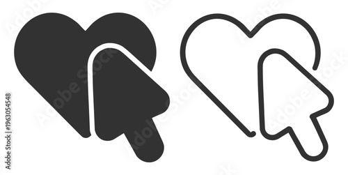 Heart medical flat click cursor icon on transparent background