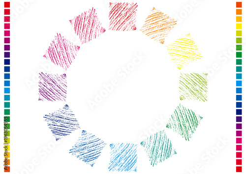 クレヨンで描いたカラーチャート素材