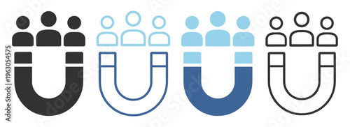 Magnet people communication business filled icon on transparent background