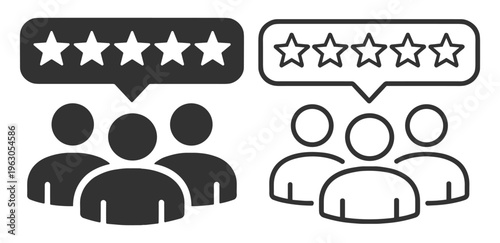 Rating people chat communication outline icon on transparent background