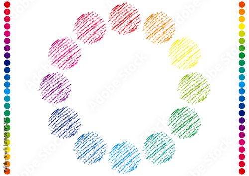 クレヨンで描いたカラーチャート素材