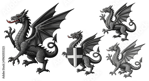 Pixel Art Dragons Collection: Fantasy Creatures, Mythical Beasts, and Heraldic Symbols
