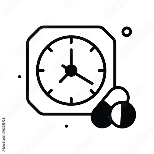 Premium glyph icon representing medicine time and dosage schedule
