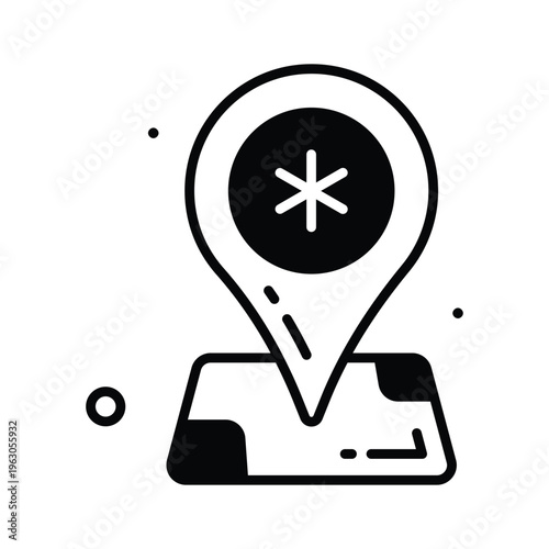 Visually engaging glyph icon showing hospital location map pin