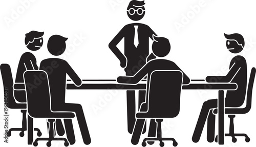  Business meeting with five people around a table