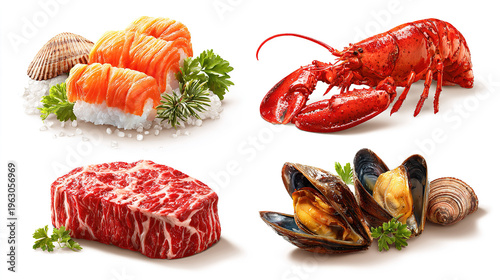 Premium Surf and Turf Selection with Fresh Seafood and Steak