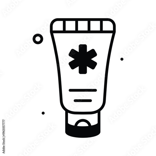Easy to edit glyph icon showing medical cream skincare treatment
