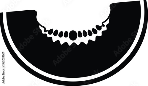 Watermelon slice with seeds isolated on white background