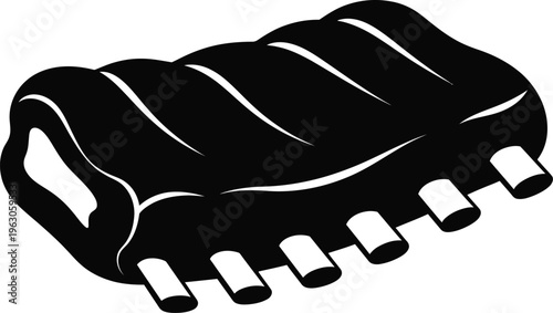 Black silhouette of boxing glove with white laces on fingers and wrist strap isolated on transparent background