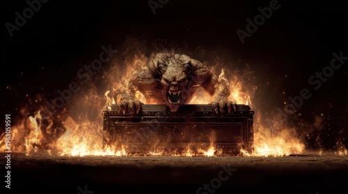 Fierce beast in flames