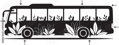Black bus with plants growing out of it vehicle transportation