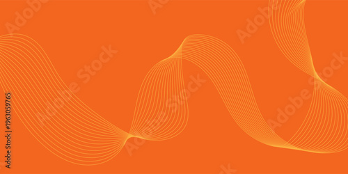 Vector abstract background with dynamic orange waves, lines and particles