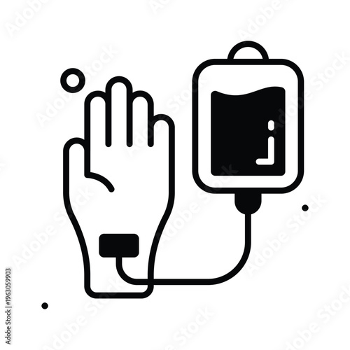 A customizable glyph icon representing blood donation healthcare support