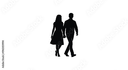 A couple walks closely together enjoying companionship and a moment of connection depicted as a silhouette high quality professional detailed modern