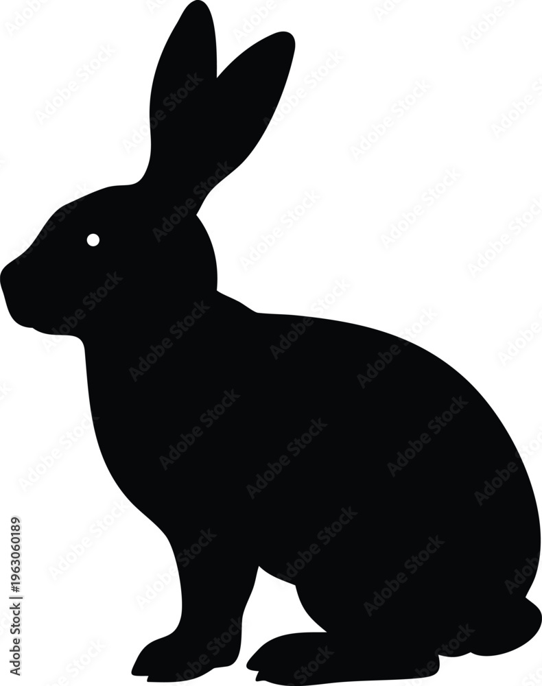 Obraz premium Simple black silhouette of a rabbit in a sitting position