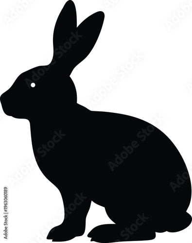 Simple black silhouette of a rabbit in a sitting position