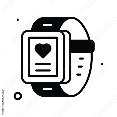 Modern glyph icon representing fitness watch health tracking device