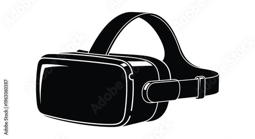 A sleek black virtual reality headset is prominently displayed showcasing modern technology and immersive gaming experiences silhouette high quality professional detailed