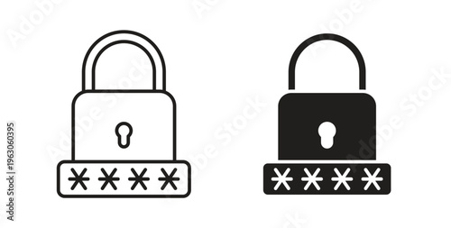 Code lock icon in black color. Vector icons on white background