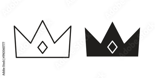 Crown icon in black color. Vector icons on white background