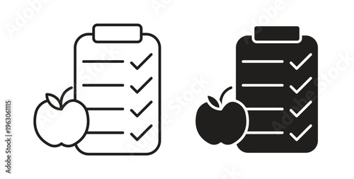 Diet plan icon in black color. Vector icons on white background