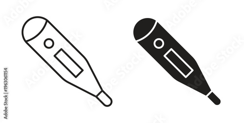 Digital thermometer icon in black color. Vector icons on white background