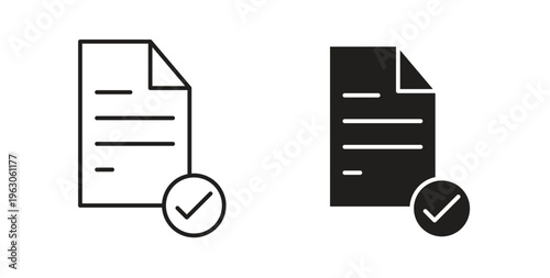 Document accepted icon in black color. Vector icons on white background