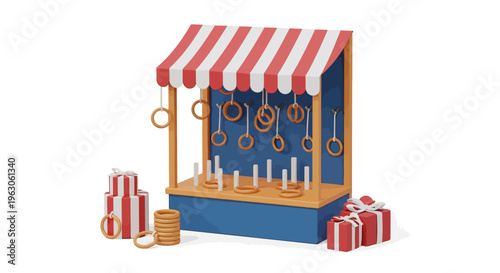 Carnival Ring Toss Game Booth with Gifts and Prizes