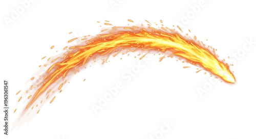 Fiery Comet Trail with Sparks, Dynamic Motion, Abstract Energy, Space Element