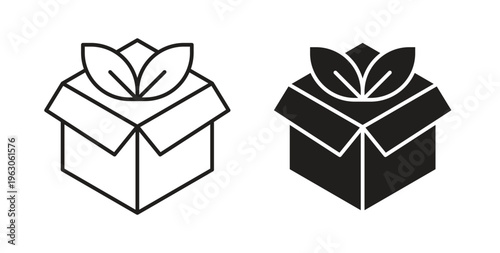 Eco in black color. Vector icons on white backgroundaging icon in black color. Vector icons on white background