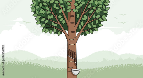 Rubber Tree Tapping for Latex Collection in a Natural Environment