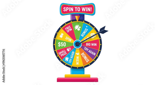 Bild auf Leinwand Spin to Win Prize Wheel with Cash and Bonus Sections, Game Show Entertainment