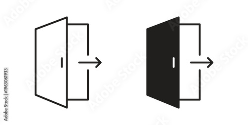Exit icon in black color. Vector icons on white background