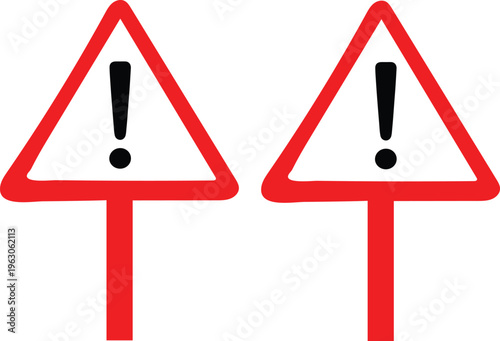  Warning sign with exclamation road mark