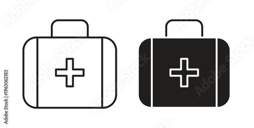 First aid box icon in black color. Vector icons on white background