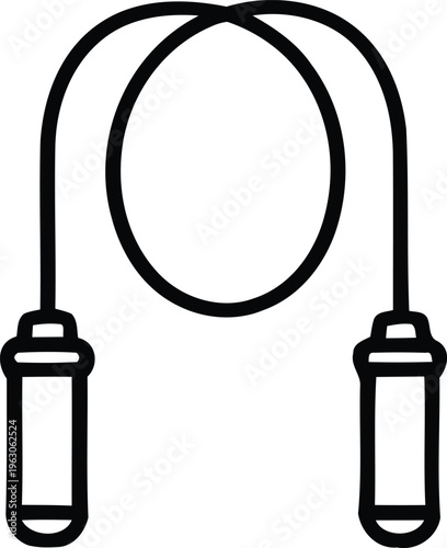 A simple line drawing of a jump rope with handles