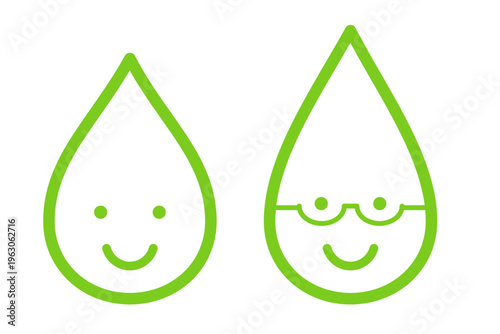 シンプルな水滴のかわいいキャラクター　男女のセット