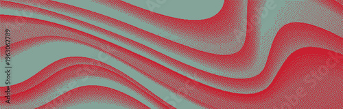 Red Dithered Liquid Wavy Abstract Background Banner