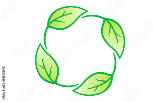 4枚の葉で円を描くエコシンボル シンプル線画ベクターイラスト