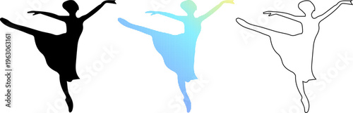 Ballerina dancer silhouettes, 3 ballet vector elements