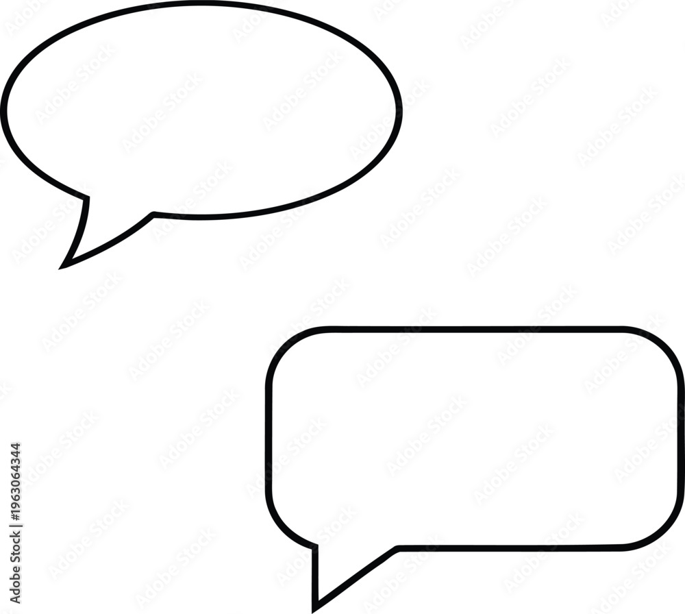 Fototapeta premium Two empty speech bubbles for dialogue or quotes